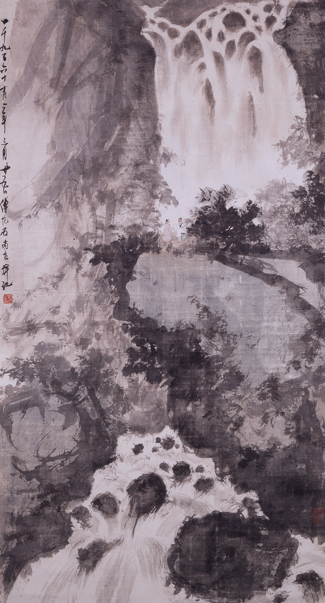 Fu Baoshi, Waterfall Landscape, 1961. Ink and colour on paper © Ashmolean Museum