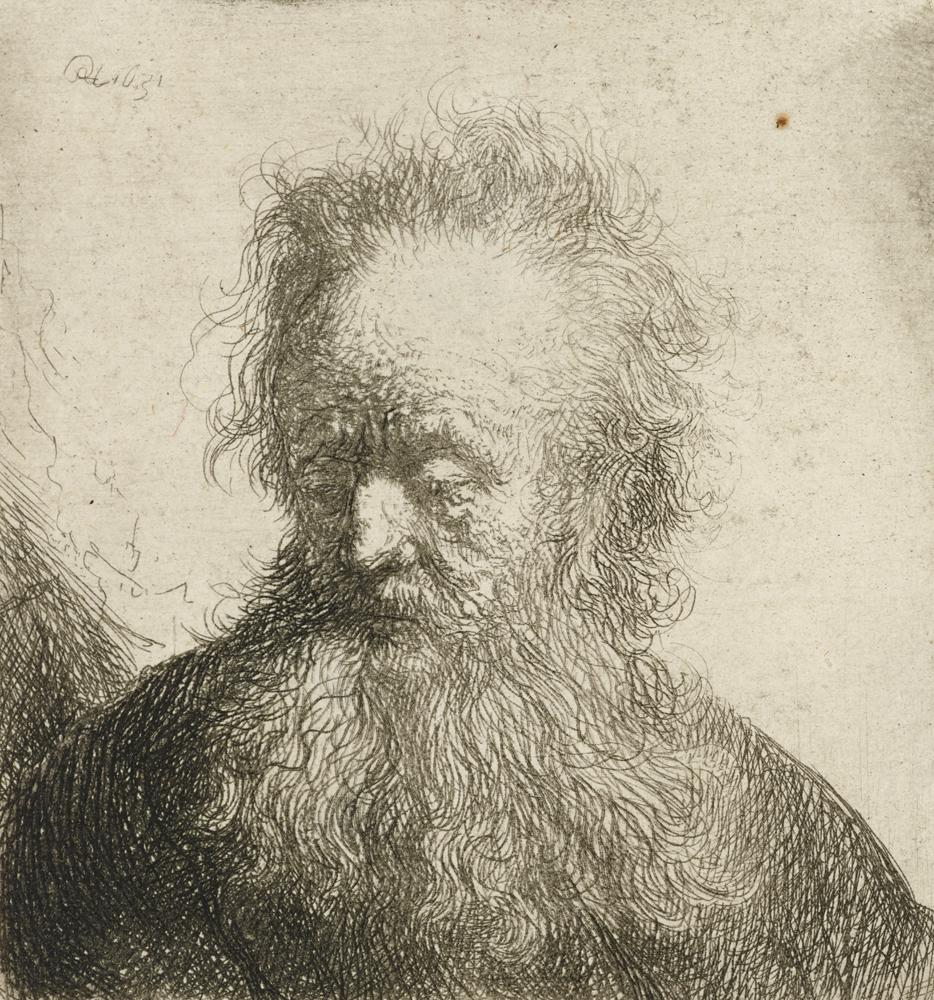 2020 Young Rembrandt Exhibition – Rembrandt, Old man with a flowing beard, 1631 WA1855_429 © Ashmolean Museum