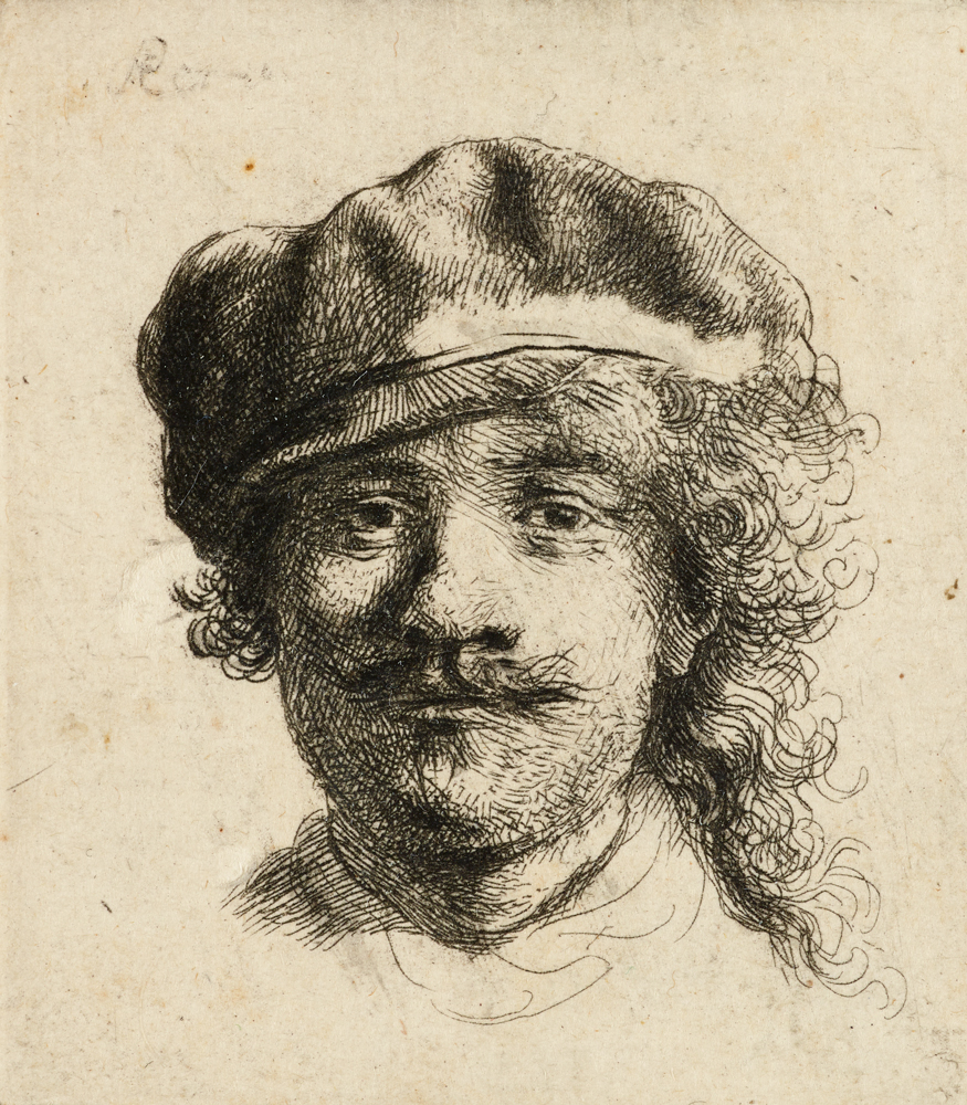 An etching of a young man in a cap