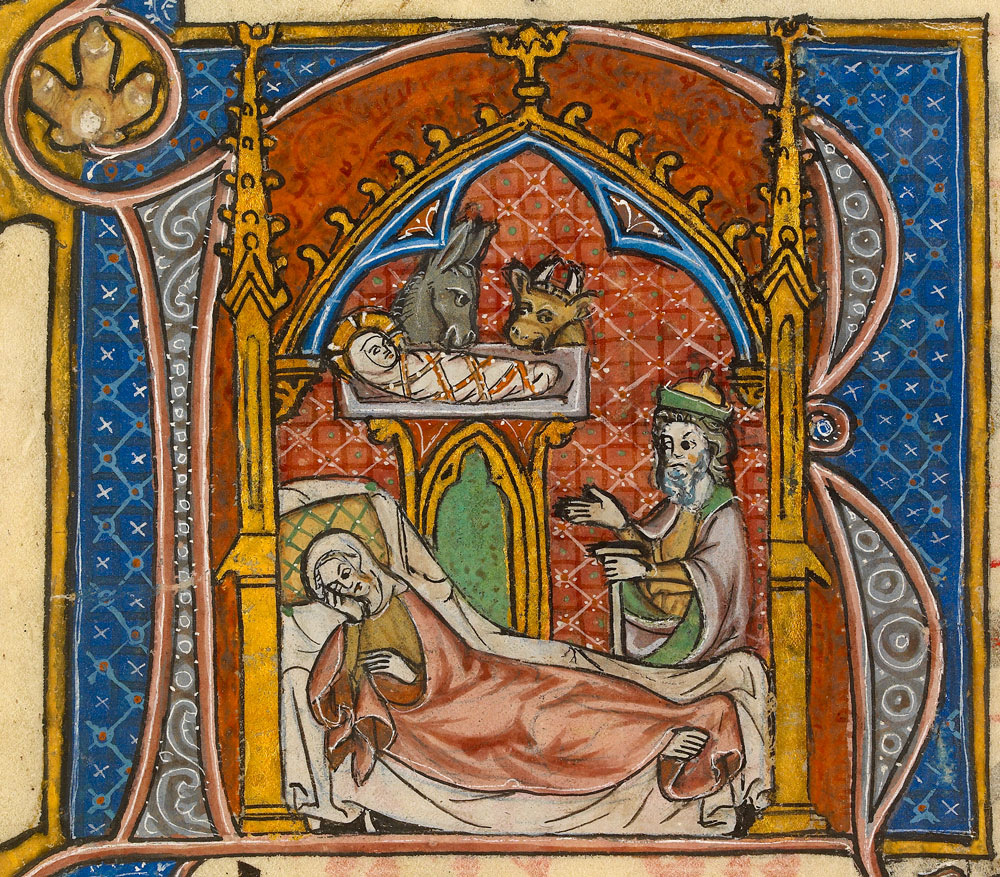 Detail of an illustration of the Nativity from a sheet of Illuminated Musicilluminated