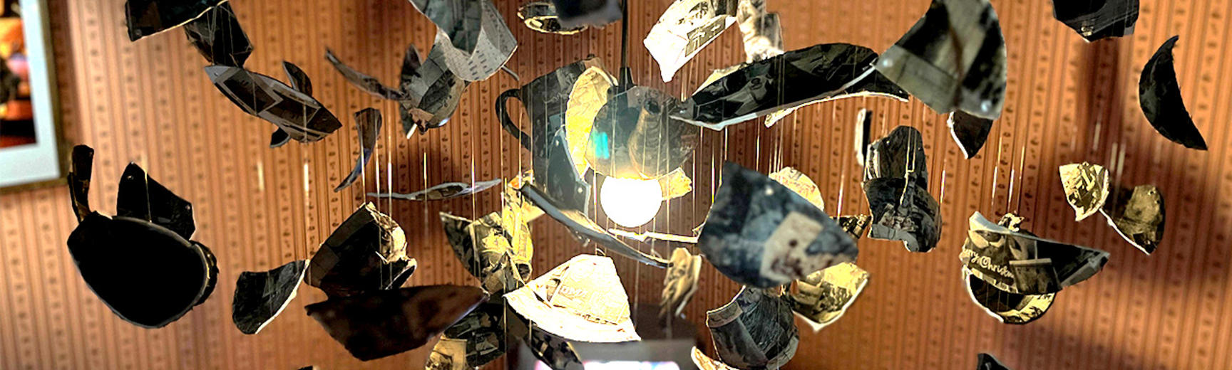 Detail of the broken china chandelier display 