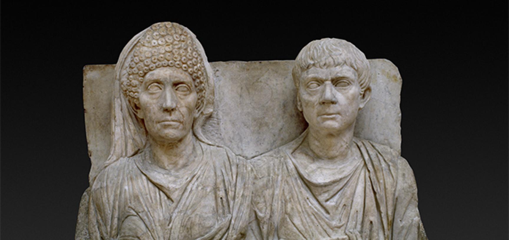 TOMBSTONE OF CLAUDIUS AGATHEMERUS AND MYRTALE ROME at the Ashmolean