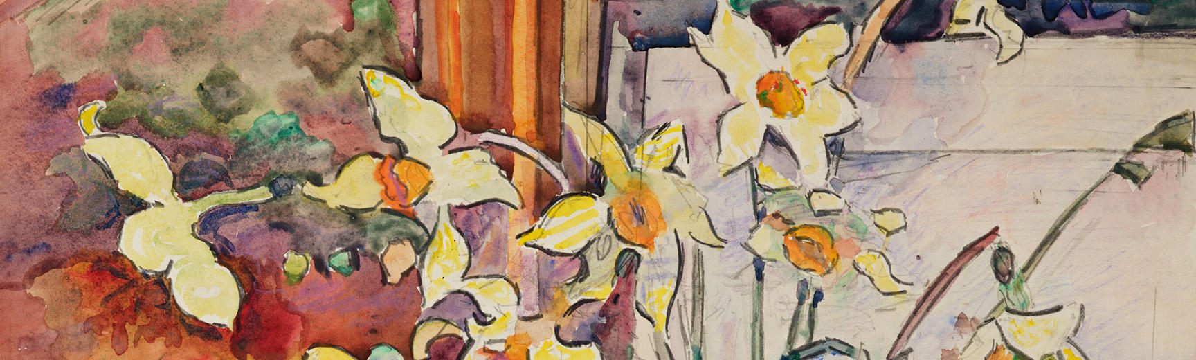 Daffodils (detail) watercolour by James Brown, 1912–1943