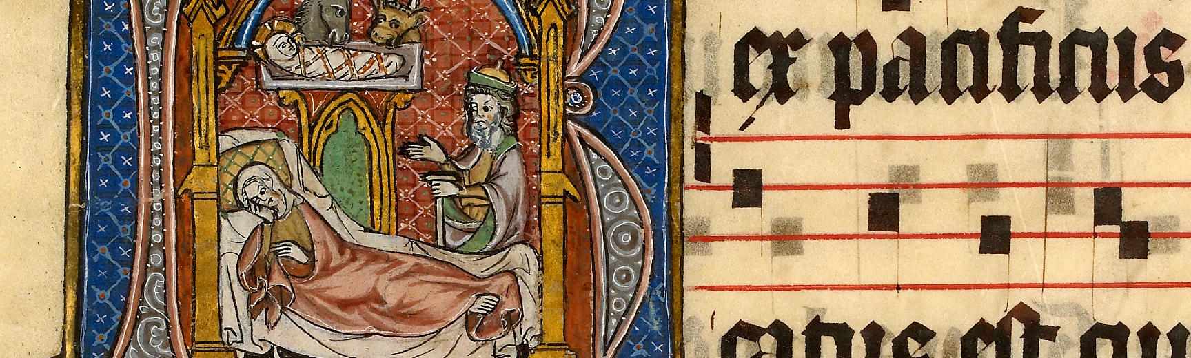 Detail of Illuminated nativity sheet music - Advent Calendar 