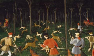 The Hunt in the Forest by Uccello detail