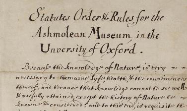 Ashmolean Museum Statutes Orders and Rules – The Ashmolean Story Gallery - Press Images