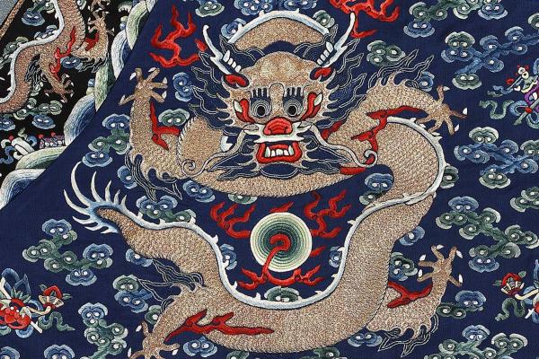 Man's formal robe with clouds and dragons (detail), 19th century