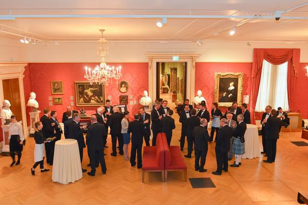 A corporate event taking place in the European Art gallery