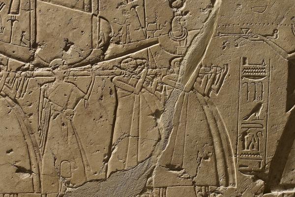 Limestone stela depicting Ramesses II offering incense to Isis (detail), Egypt, 1279-1213 BC