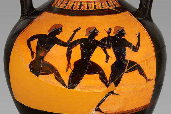 Runners on an attic black-figure amphora from ancient Greece