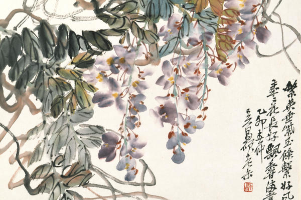 Wisteria painting by Chinese artist Wu Changshuo, Spring 1915