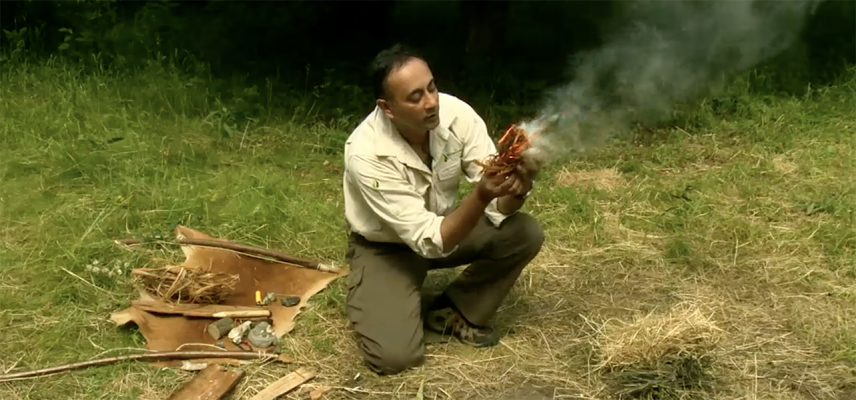 learn pre-history image fire starting using a bow drill