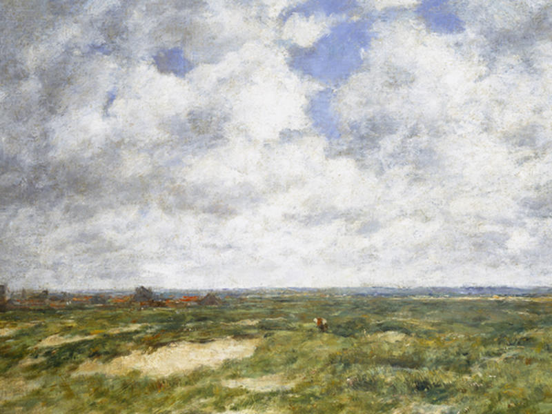Landscape of dunes in cloudy weather by Post Impressionist artist Boudin