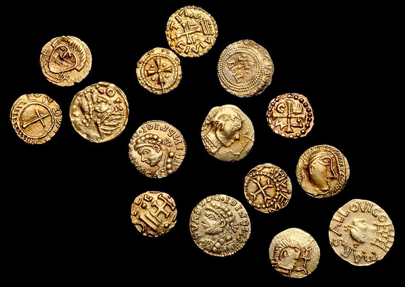 Gold coins in the Anglo-Saxon Crondall Hoard held by the Ashmolean and on display in our Money Gallery