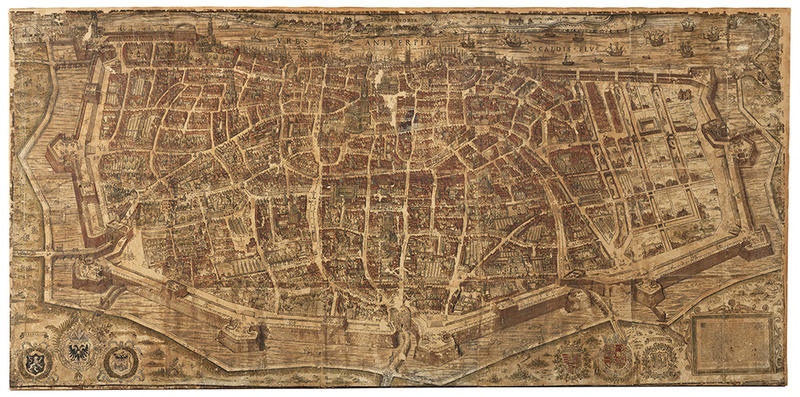 Woodcut print of a Plan of Antwerp