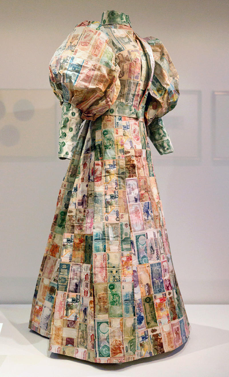 Susan Stockwell's Money Dress in the Money Talks exhibition Susan Stockwell's Money Dress in the Money Talks exhibition