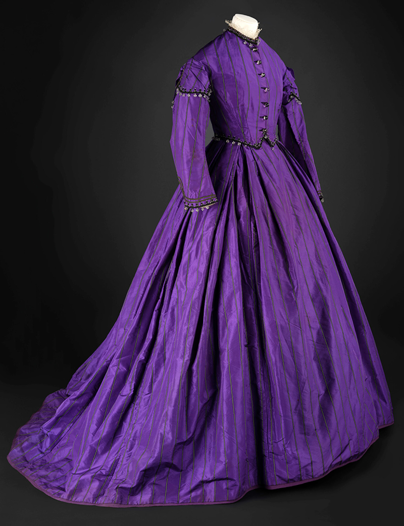 Stunning vivid Lady’s day dress, England, in aniline-purple silk, about 1865–70