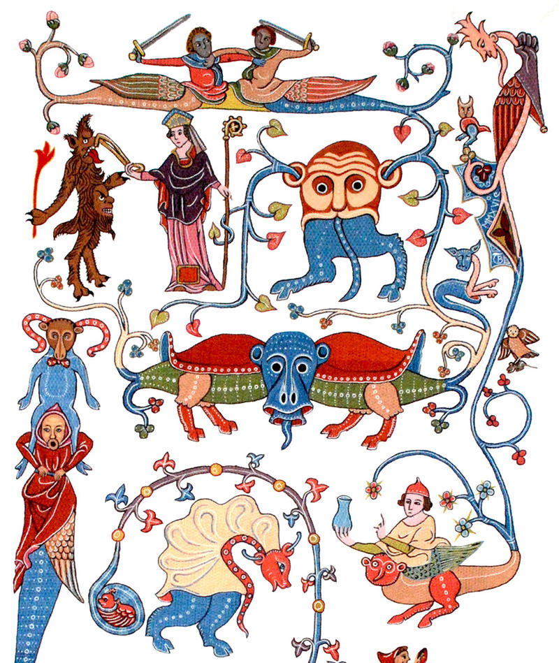 Luttrell Psalter medieval fantasy figure extract for embroidery inspiration