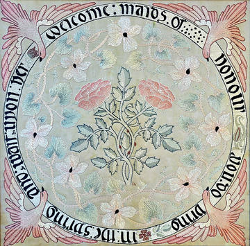 Maids of Honour flower drawing by May Morris for a fire screen panel or cushion cover design, dated to about 1890 