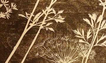Making Japanese woodblock prints - here a scene of flowers is being made in black and white