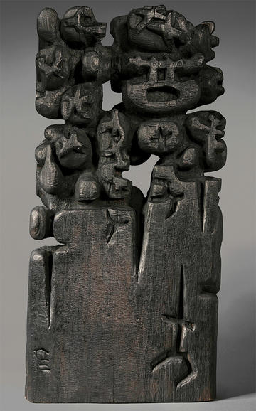 Family, tall sculpture by Cheung Yee, dating 1960-69