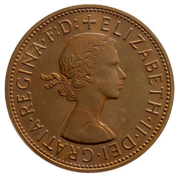 Bronze penny, with Mary Gillick's ‘young bust’ of Queen Elizabeth II, 1964 © Ashmolean Museum Bronze penny, with artist Mary Gillick's ‘young bust’ of Queen Elizabeth II, dating to 1964