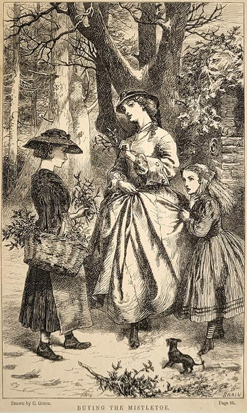 Buying mistletoe Victorian print