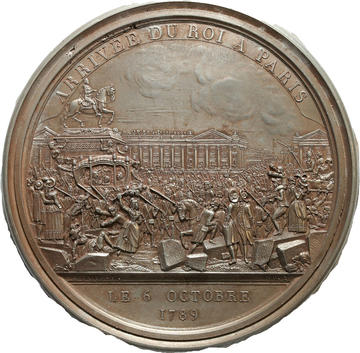 Bronze medallion depicting the Arrival of the king in Paris, 6 October, 1789