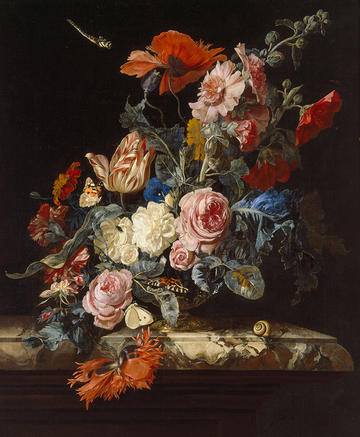 A colourful vase of different flowers, oil painting by Willem van Aelst