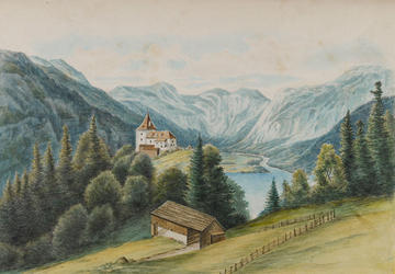 Watercolour paintings Rudolfsturm Lake Hallstatt