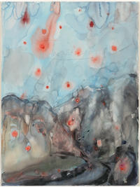 Die Etsch (The Adige), mid-1970s, Anselm Kiefer, Watercolour, gouache & ink on paper, Hall Collection © Anselm Kiefer. Photo: Mark-Woods.com A 1970s watercolour, gouache and ink painting by Anselm Kiefer titled Die Etsch