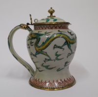 Chinese porcelain tankard decorated with dragons, with European silver-gilt mounts, c.1575-1620